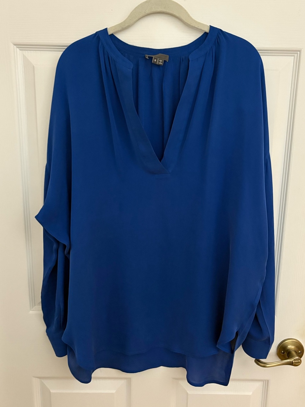 Vince Royal Blue V-Neck Long Sleeve Blouse